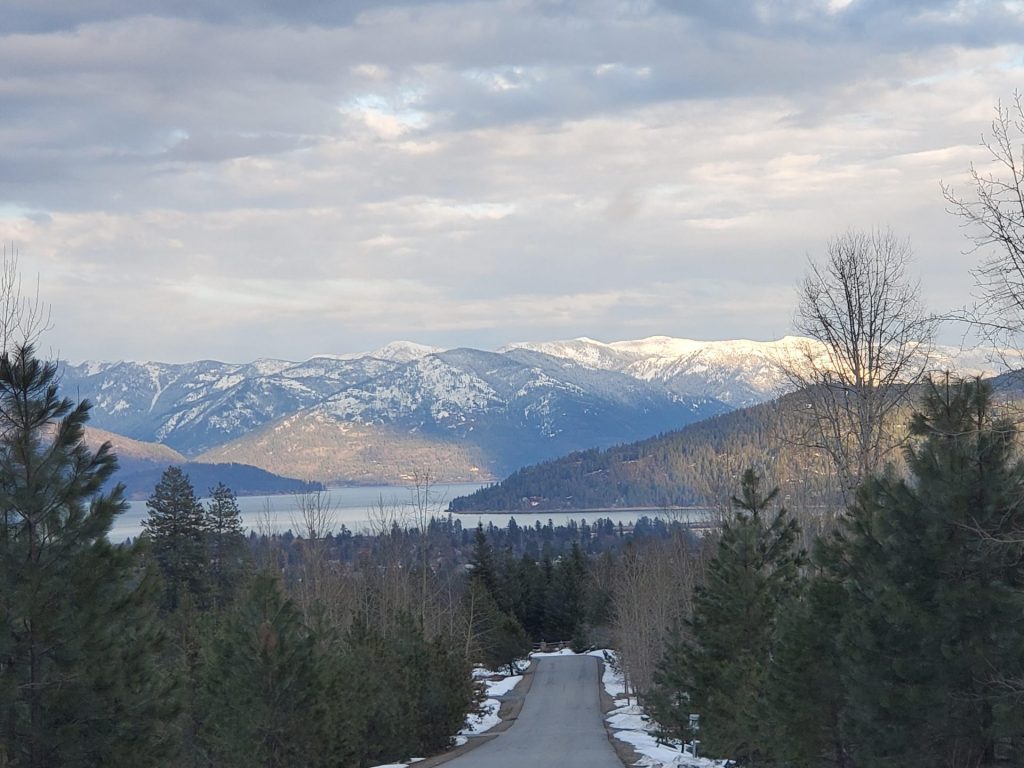 View of Mountains and Lake in Sandpoint, ID