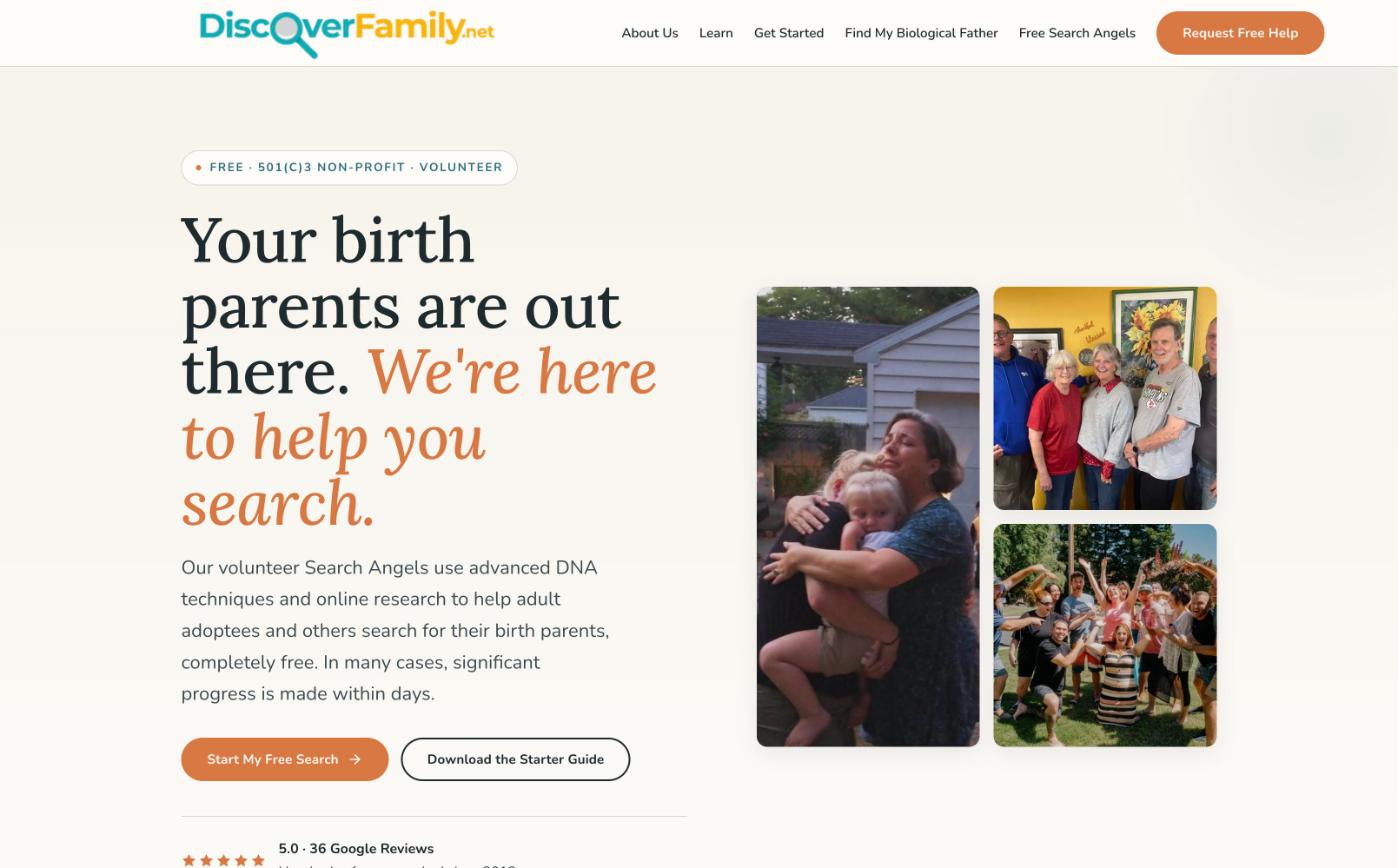 Homepage of the DiscoverFamily.net website