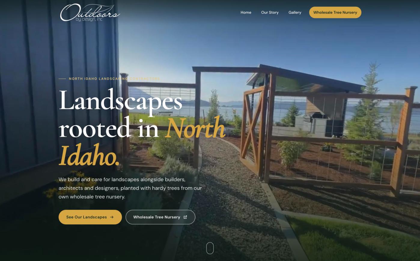 Homepage of the Outdoors by Design website
