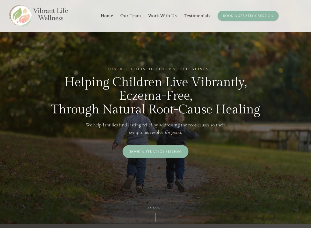 Homepage of the Vibrant Life Wellness website